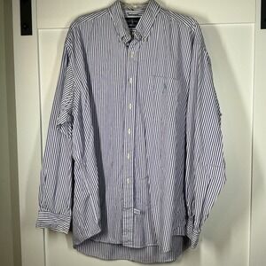 Ralph Lauren Cotton Button Down Long Sleeve Men's Shirt XL Navy Striped Preppy
